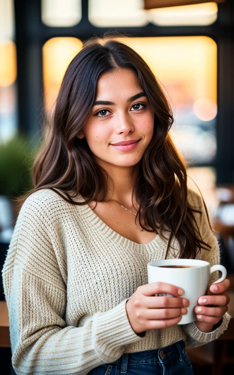 A girl drinking coffee