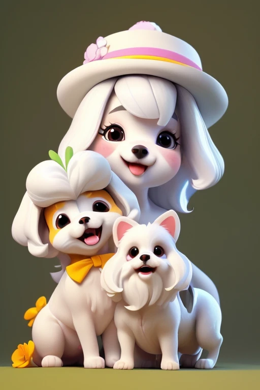 Breed only 3DCHARACTER Maltese Dog, de pelo muito longo e cor de pelo albino, brincando com seus Brinquedos em um lindo quarto fofo, Dog with an expression of happiness when he sees his owner, Cachorro com boca aberta, breed dog , German dwarf spitz, Lulu of Pomerania, Maltese ,Yorkshire Terrier, lindo Maltese posando para uma foto usando roupas fofas, fofo usando vestido fofo de princesa, luxurious hat, ties, Bandanas, vestido, cores fofas, children'dog clothing colors. low angle view, eye level shot (virilha),Just huge morbid thighs, gordinhas, extremamente grossas;,rima de trabalho, melhor qualidade, (Vista frontal), (vista da minhoca'olhos), perspectiva do olho do minhoca, low angle. ,(corpo todo:1.2),fundo simples, obra de arte,melhor qualidade,(fundo gradiente vermelho:1.1)