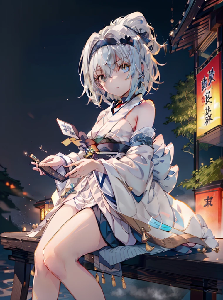 Qiqi Genshin Impact, Whole body, (NSTDA.:1.2), (10, beste-Qualit, master-piece: 1.4), ultra-high resolution, (lifelike, photorealistic portrait: 1.48), 25 age, Cute Girl, Nude, Famous Japanese actors, gigantic breasts, Blue Eyes, Head tilt, cowboy shot, from the side, looking at the audience, expressionless, Beautiful lake, Zeiss 150mm F/ 2.8 Hasselblad, In Japanese shrines, Whole body, foot, Ultra-Wide Angle