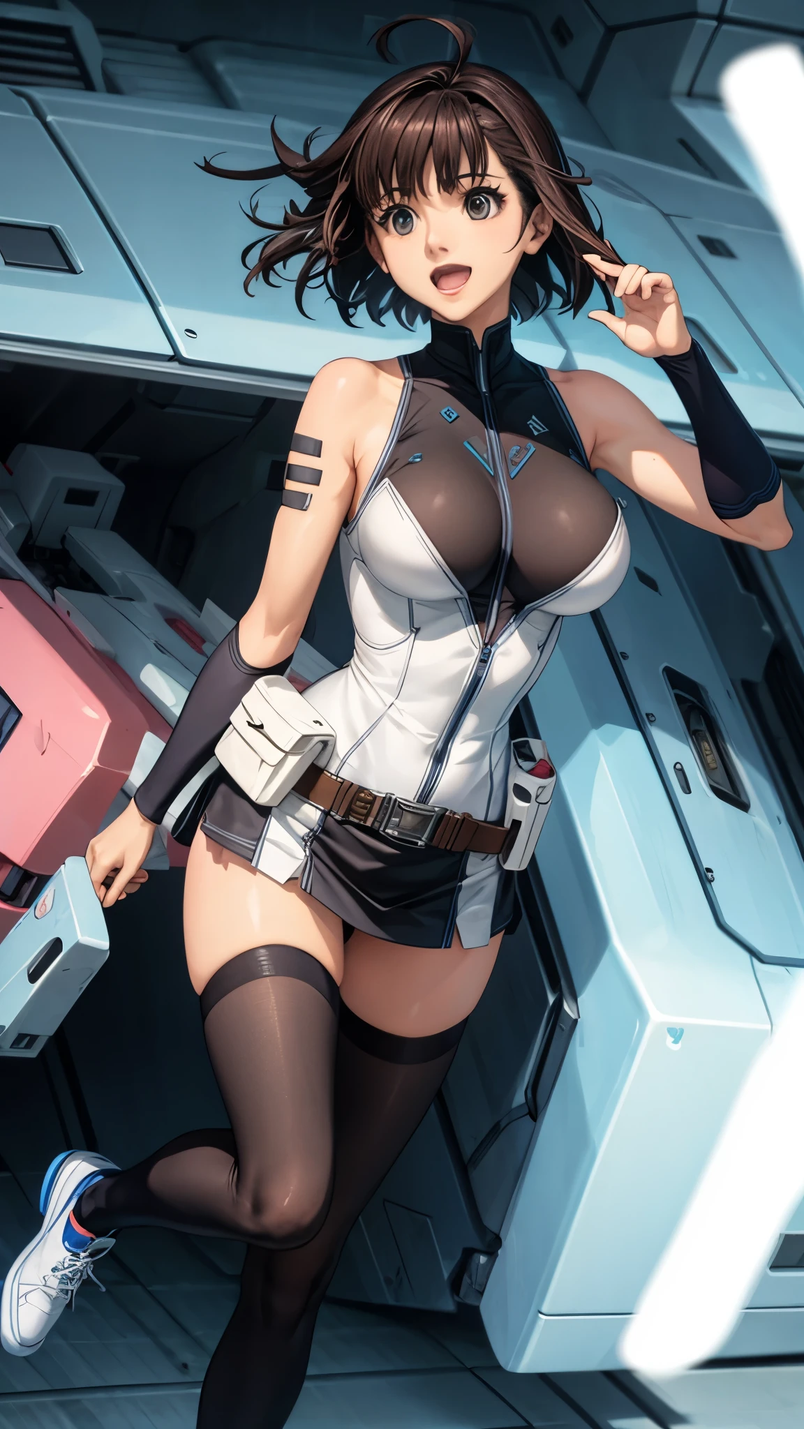 woman,20-year-old,,city,night,white tight miniskirt bodysuit,(Harada Makoto),open mouth smile,See-through