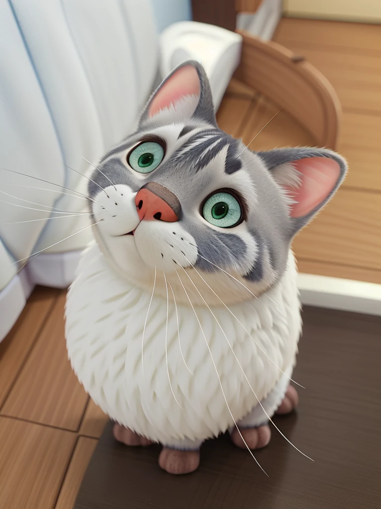 Uma gatinha, olhos azuis, estilo disney pixar, boa qualidade
