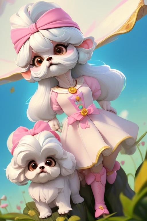  3DCHARACTER, (((Breed only Maltese Dogs))) de pelo muito longo  e cor de pelo albino, brincando com seus Brinquedos em um lindo quarto fofo,  Dog with an expression of happiness when he sees his owner, Cachorro com boca aberta, breed dog ,  German dwarf spitz, Lulu of Pomerania, Maltese ,Yorkshire Terrier, lindo Maltese posando para uma foto usando roupas fofas,   fofo usando vestido fofo de princesa, luxurious hat, ties, Bandanas, vestido, cores fofas, children'dog clothing colors. low angle view, eye level shot (virilha),Just huge morbid thighs, gordinhas, extremamente grossas;,rima de trabalho, melhor qualidade, (Vista frontal), (vista da minhoca'olhos), perspectiva do olho do minhoca, low angle. ,(corpo todo:1.2),fundo simples, obra de arte,melhor qualidade,(fundo gradiente vermelho:1.1) 