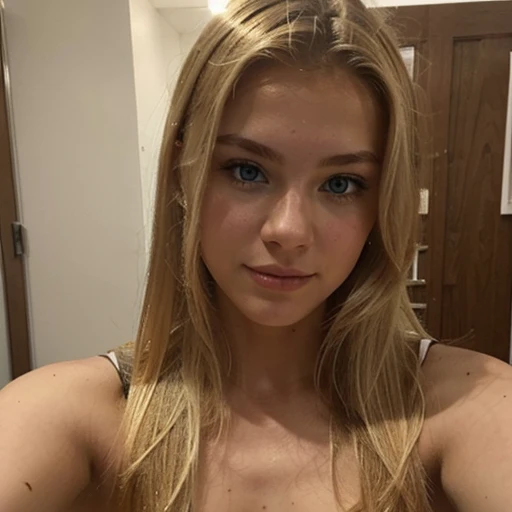 18 year old blonde girl taking a selfie