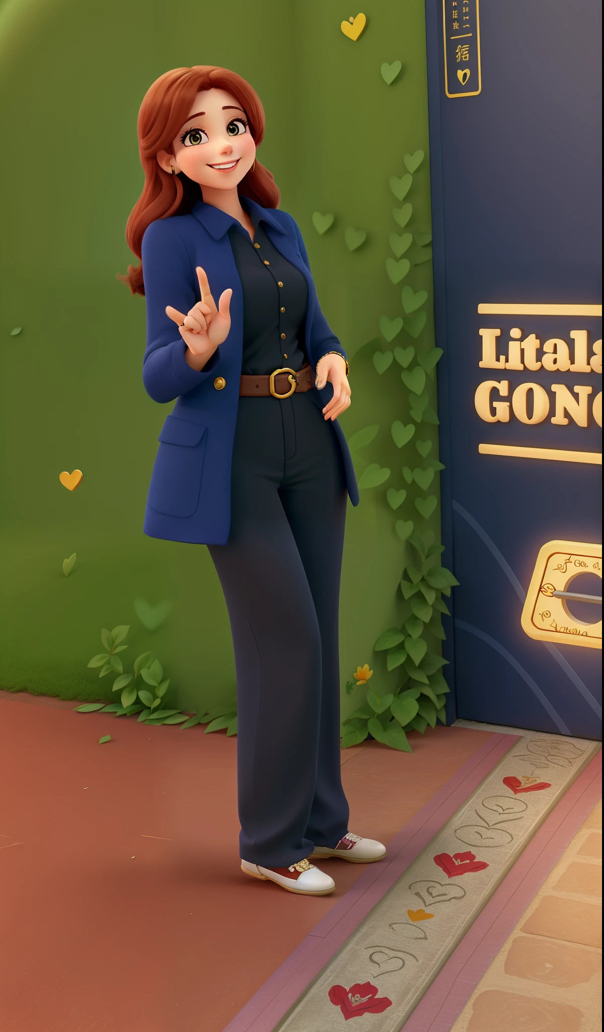 a beautiful and happy woman making the I love you gesture in Libras with her right hand clearly, alta qualidade, melhor qualidade