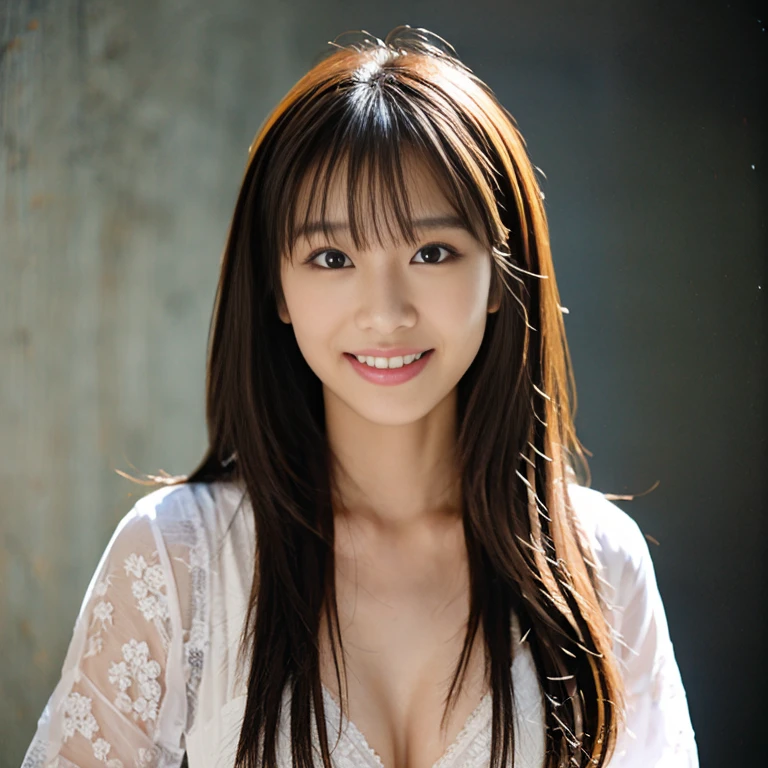 Japanese、woman、Brown Hair、Hair is fluffy、smile、Cleavage、Look straight ahead、Minami Hamabe