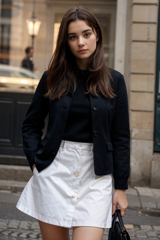 JEUNE FEMME, corp entier en mini jupe
