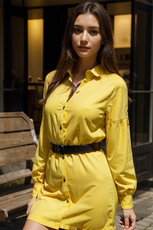 JEUNE FEMME, corp entier, robe jaune