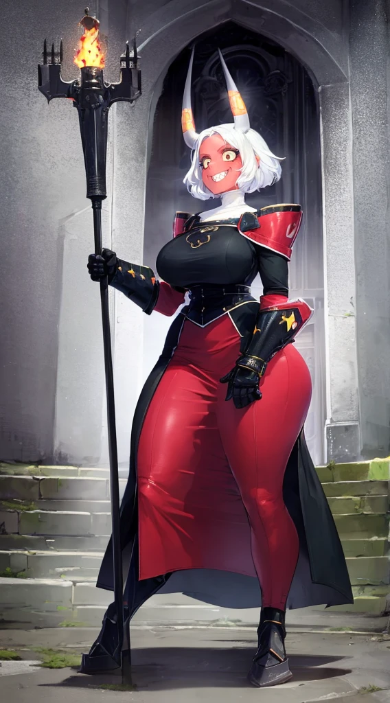 Elaborate CG artwork, (best qualtiy, exquisite detailing, absolute masterpiece), (Head to Toe Image)), ((Full body image)),((posterior view)),(plus size model)),((Wearing sexy BDSM gear with a fur-lined cape)), (((mahogany colored dark skin))),(((Light silver hair))), ((shorth hair,Graduation Bob)),(独奏,Beautiful with mahogany black skin、Wearing sexy BDSM gear with a fur-lined cape),Detailed beautiful mature face, very detailed beautiful face and eyes, (detailed seductive and sharp eyes), (plump shiny purple lips)), (Purple Eye Shadow), blush, (sadistic seductive smile), (Curvaceous), ( unbelievably huge curvaceous hips), (very huge sensual ass), (ridiculously massive thick thighs), (glittery skin), (wet oily skin), Fingernail Art, Jewelry, Bracelet, hoop earrings