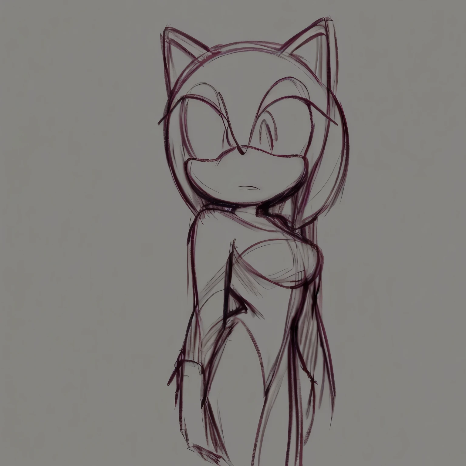 Female, Mobian, Hedgehog, ((Sketch)), Sketch base, base, blank background