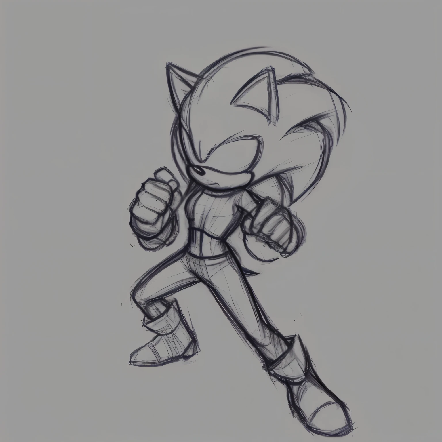 Female, Mobian, Hedgehog, ((Sketch)), Sketch base, base, blank background, fighting pose