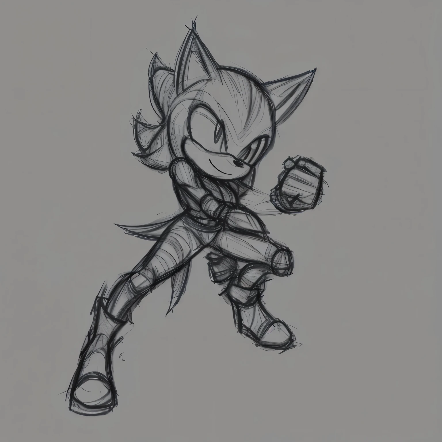 Female, Mobian, Hedgehog, ((Sketch)), Sketch base, base, blank background, fighting pose, smile