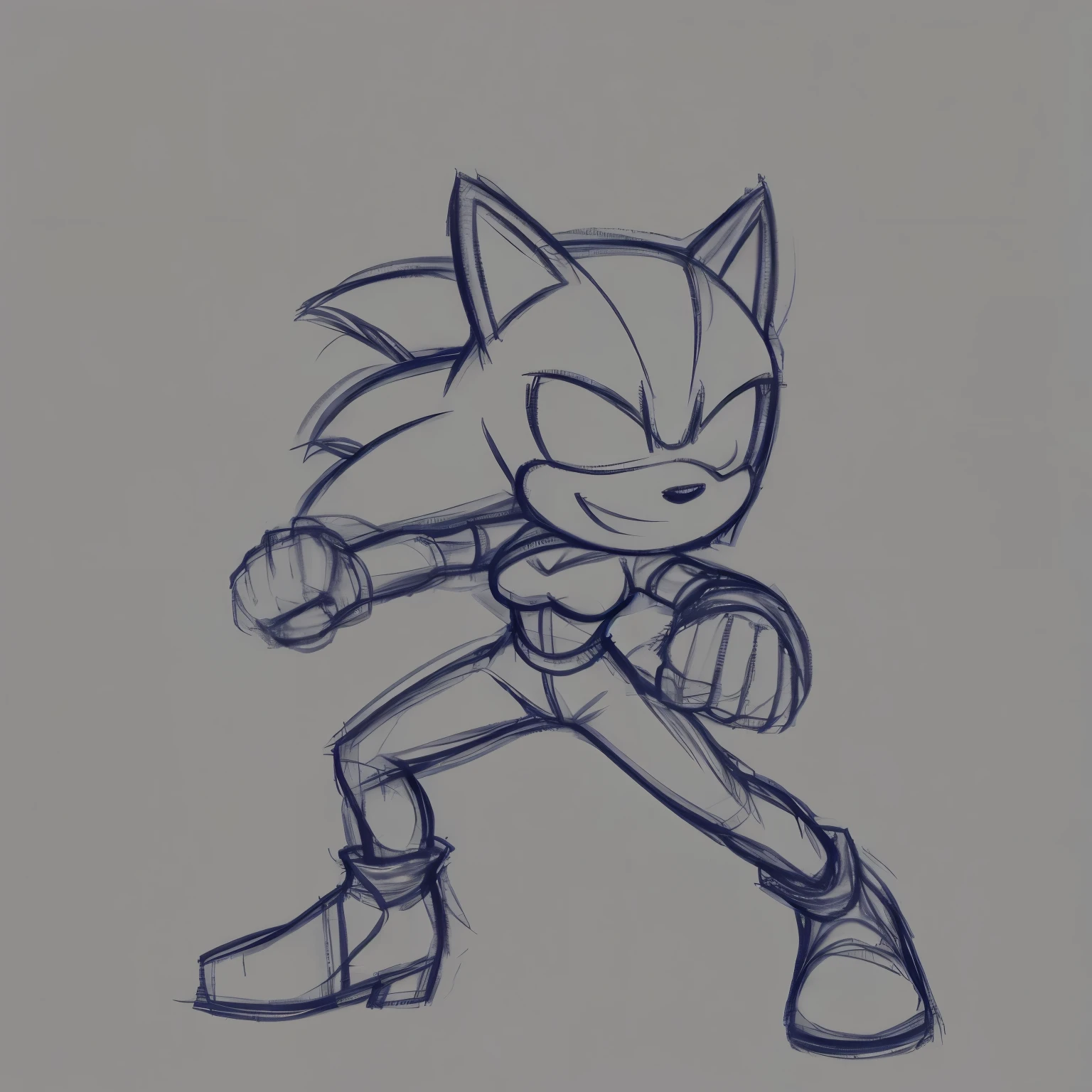 Female, Mobian, Hedgehog, ((Sketch)), Sketch base, base, blank background, fighting pose, smile