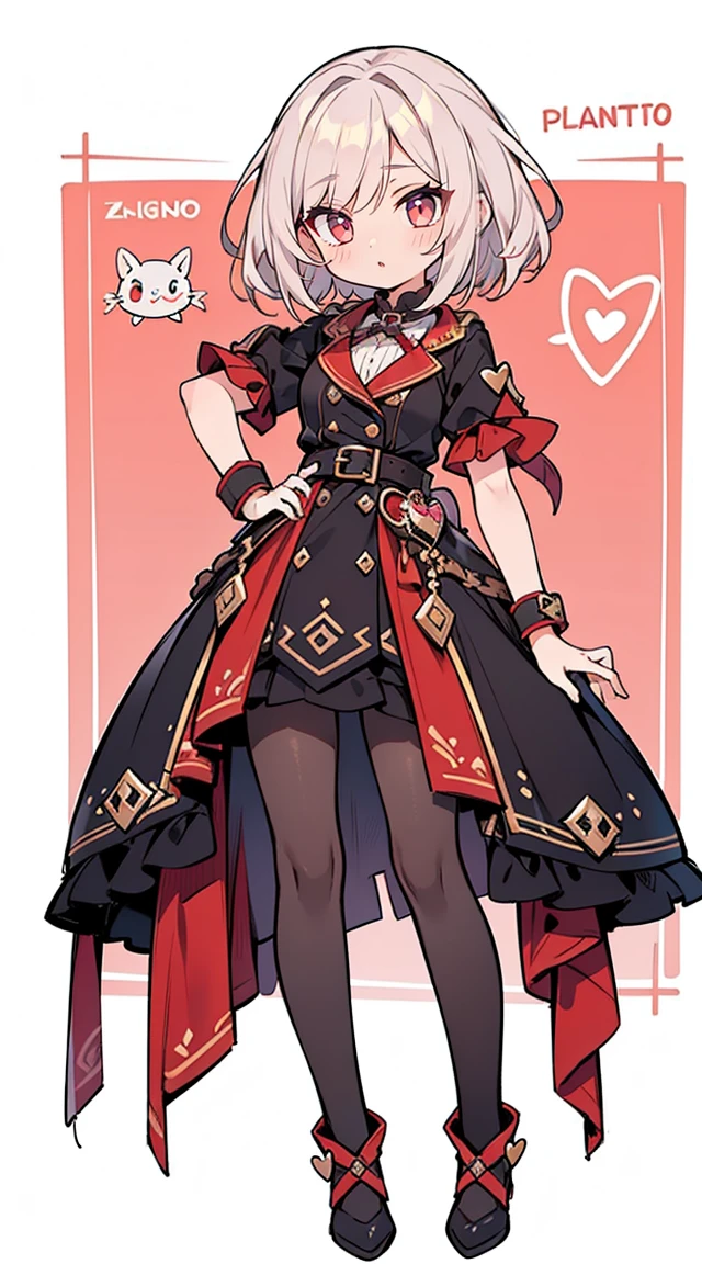 1 garota em, corpo todo, Design de personagem, ((Rabo de cavalo rosa solto com fita branca)), ((eyes are red)), (Olhos Zito sem luzes), ((Cara reta fria)), (Toupeira sob o olho direito), franja longa, Eyes are hearts, Lavagemcerebral, seios grandes e cheios, alta qualidade, Sacanagem, Magic Reform, Fato com fenda de borracha preta, Fishnet pantyhose, cintas-ligas, salto alto preto, plano amplo, Detailed arrest background