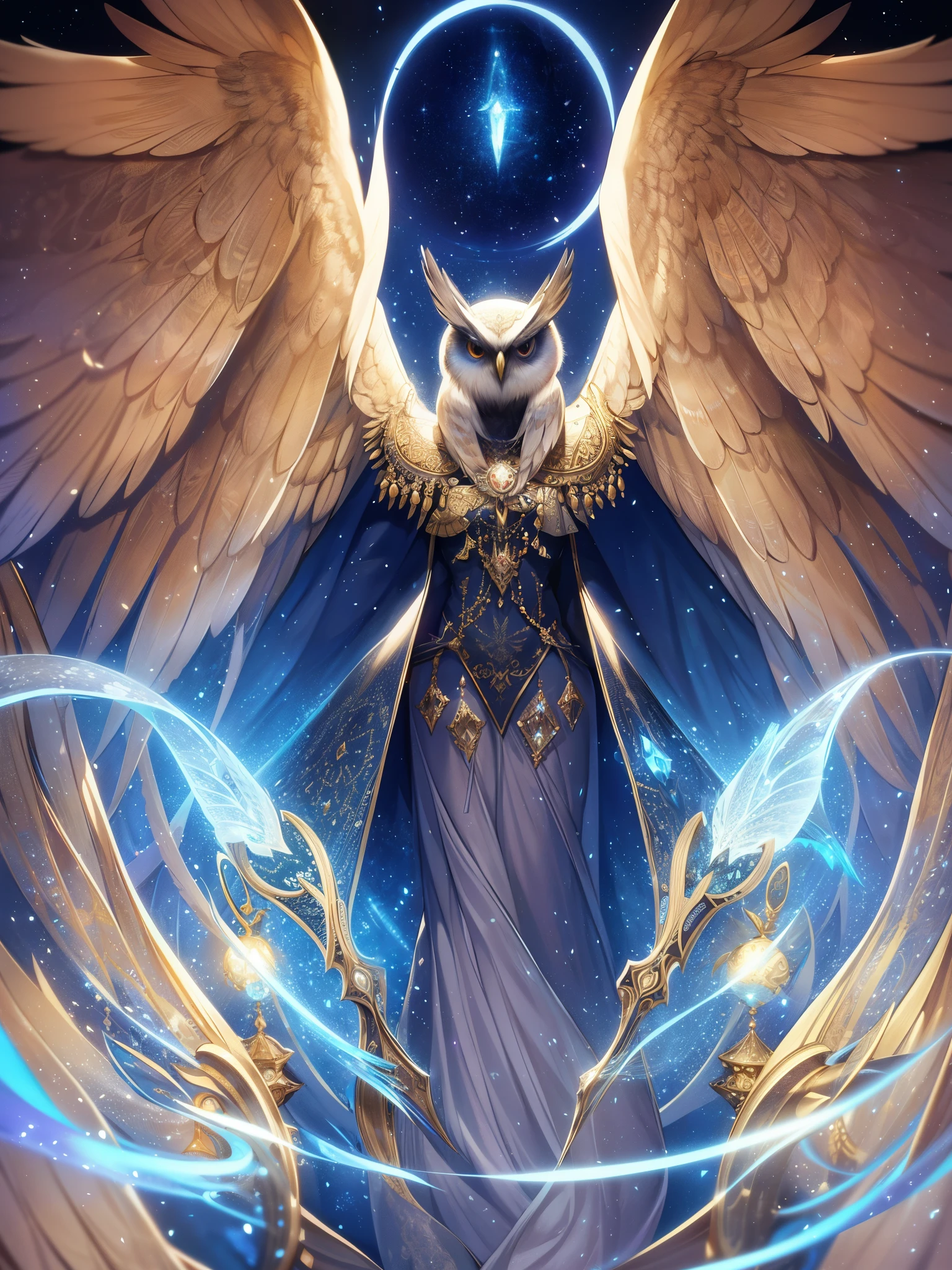 (Absurdres:1.2), exquisitely detailed Owl, night aura, ethereal, Occult, surreal art, Shimmer, approaching perfection, ultra high quality, bokeh, reflective materials, shadows, volumetric lighting, 8k resolution, illustration