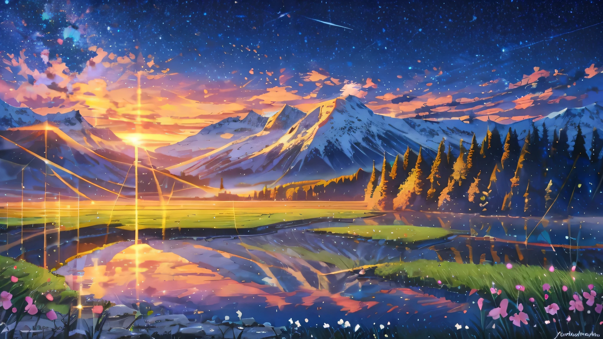 HD poster,Type of scenery,natural beauty,landscape painting,sunrise and sunset,beach,Forest steppe,Snowy mountain glaciers,Lakes and rivers,Flower Sea Pastoral,ancient building,city scenery,Starry night view,shrouded in mist,Seasonal changes,Fresh and peaceful,Spectacular,bright colors,Art style,HD 8K,Reality,令人惊叹的Art style