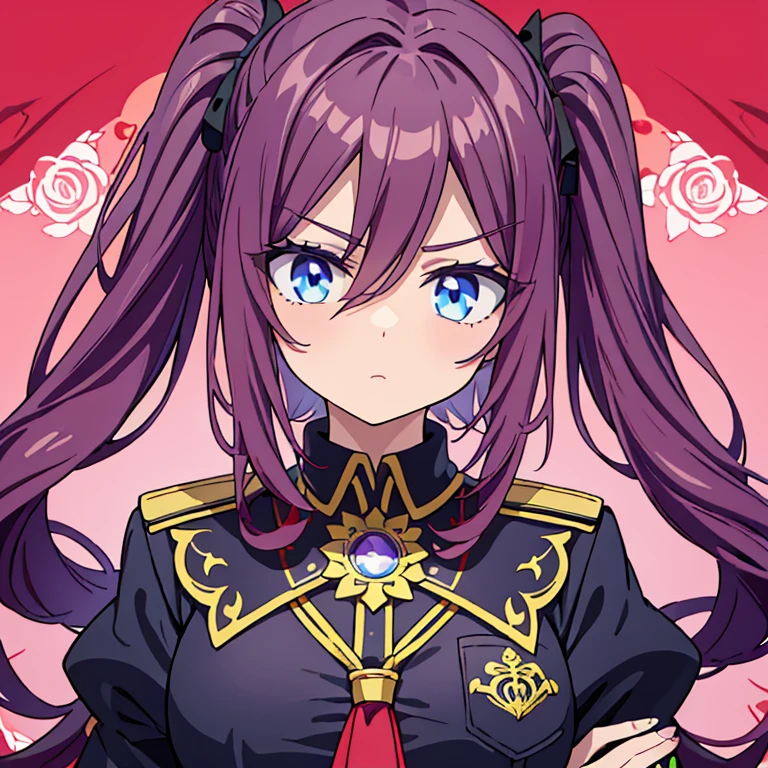 Imagine Personagem feminino,cabelo longo,cheio e ondulado de cor castanho escuro, seus olhos castanhos escuro, cor da pele parda, in anime version, de cores das veste, preto e rosa, uma personagem feminina estilo anime com uniforme colegial.