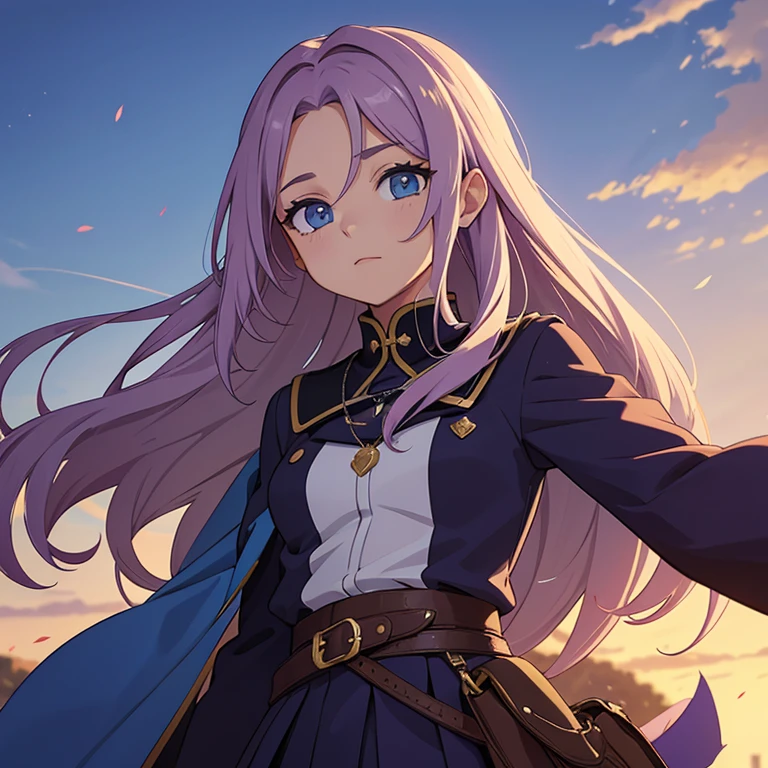 Personagem feminino,cabelo longo,cheio e ondulado de cor castanho escuro, seus olhos castanhos escuro, cor da pele parda, in anime version, de cores das veste, preto e rosa, uma personagem feminina estilo anime com uniforme colegial..