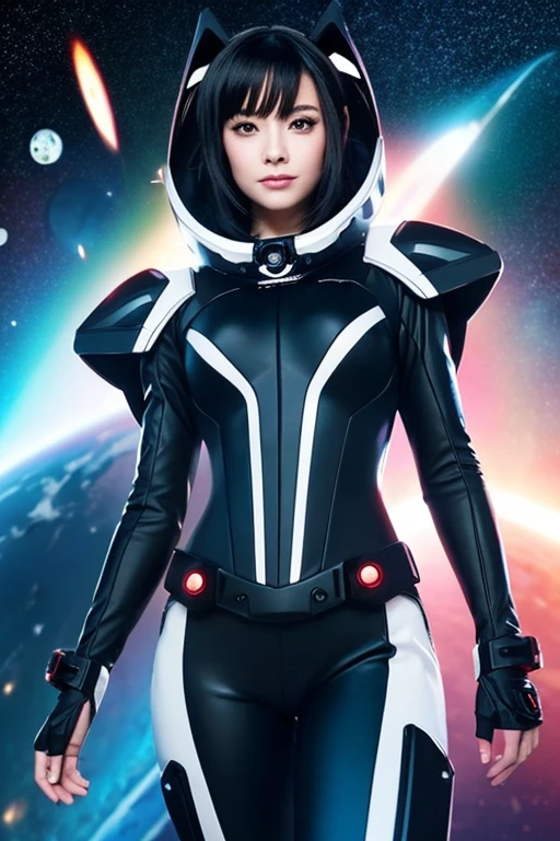 cyber-,Rabbit,Bewitching,adult woman,black hair,anime,Spacesuit