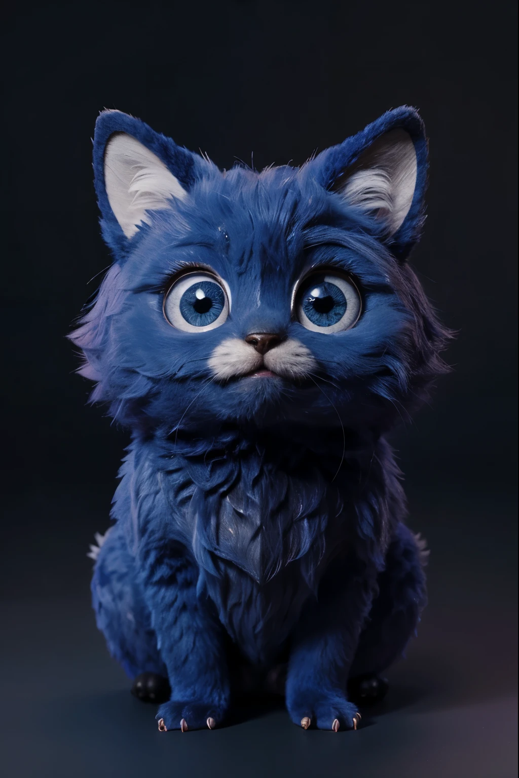 a cute close up of a furry animal with big eyes and blue fur, adorable digital painting, cute digital art, cute detailed digital art, cute creature, fluffy!!!, adorable glowing creature, cute monster, cute artwork, cute colorful adorable, furry digital art, blue and purple fur, cute 3 d render, furry friendly monster, cute little creature, Animated, Surreal, 8K