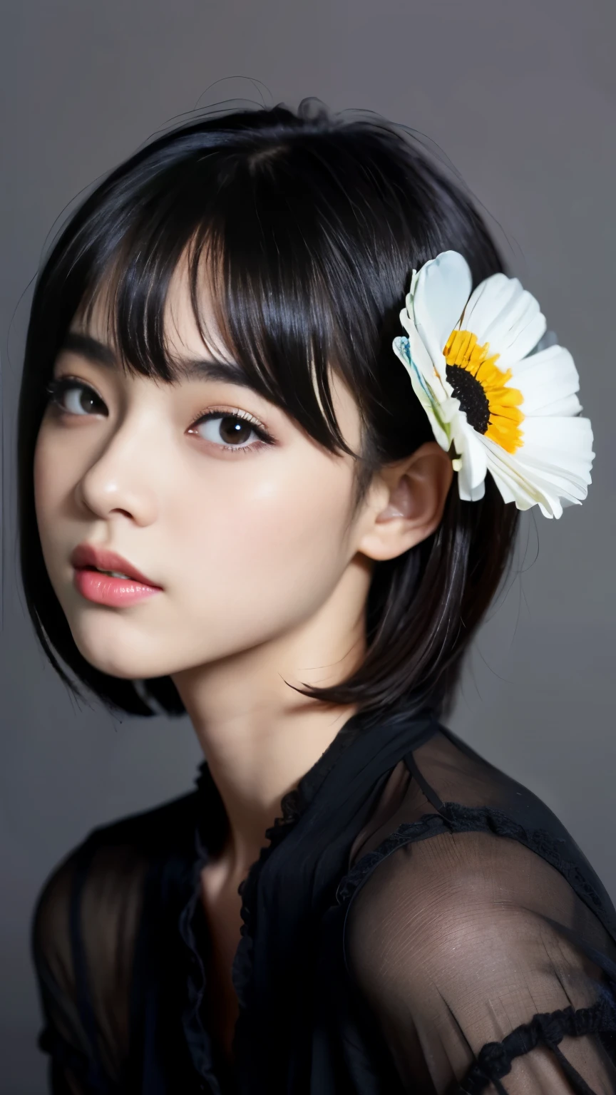Best-quality, Masterpiece, Ultra-High-Resolution, (Photorealistic:1.4), Raw-Photo, front-view, 1girl, 15-years-old, the most famous Japanese idol, (in Japanese-style room), leaning forward, looking at viewer, extremely cute face like a most popular Japanese idol, (((((extremely beautiful big-black-eyes))))), extremely beautiful black-short-cut-haired, extremely beautiful long-eyelashes, extremely beautiful skins, extremely realistic skins, detailed big-black-eyes