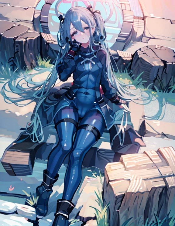 highest quality,sleeping face up in bed，Crab crotch，please show me your boots，thigh high boots，leotardチラ見せ，glove，Strange thieves，elegant, 1 girl, leotard，body suit，cute, blushed, looking at the viewer, from below, prison，blue eyes, beautiful eyes, beautiful background, particles of light, Light of the sun, dramatic lighting, outside, shiny, realistic, table top, highest quality, super detailed, be familiar with, scenery, beautiful and fine eyes, fine hair