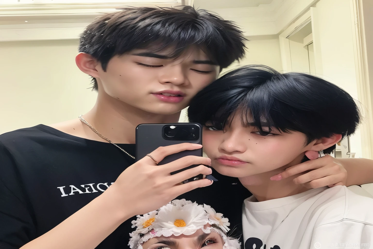 there are two young people taking a selfie in the mirror, cai xukun, Jinyoung Shin, Kim Doyoung, 1 Menino de 7 anos, rosto magro, Yanjun Chengt, pintar ulzzang, garotos fofos, Gunwoo Kim e J.Dickenson, Alessio Albi e Shin Jeongho, Sha Xi, ruan jia e brom, Bts Jungkook, Bts Taehyung