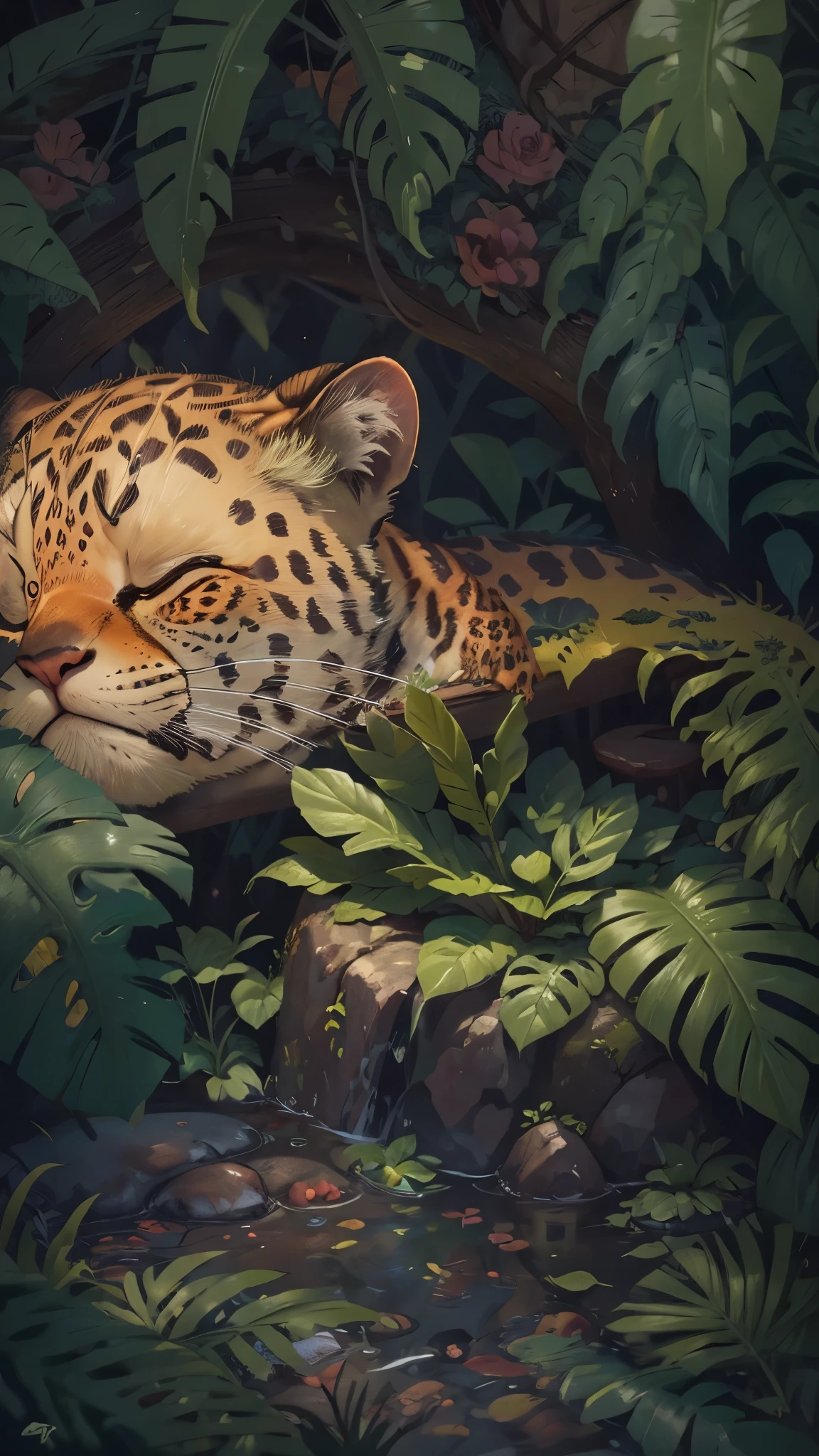 Redraw as:tropical jungle plants,leaf,Content related to the screen