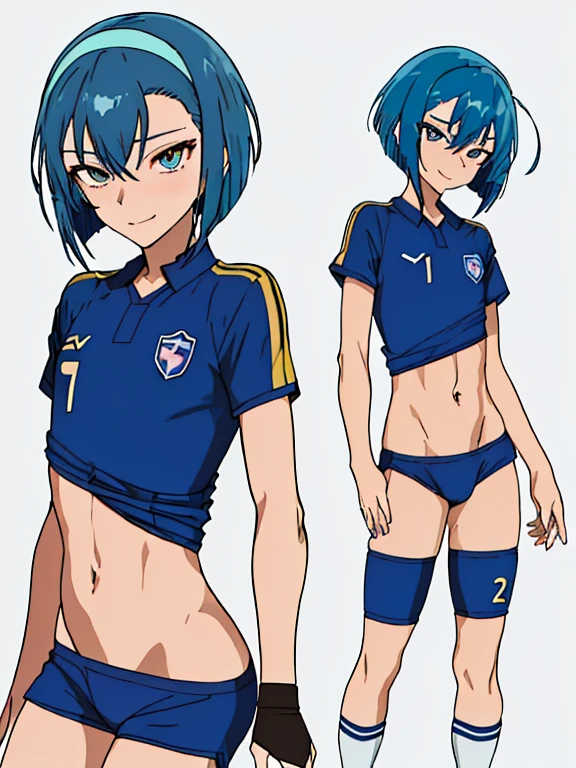 (((official art,Super thin illustration,High resolution, muste piece, best quality,best quality,)))high quality, detailed, (),12 years oace striker male idol with a super cute face,A boy as beautiful as Planding, Cool handsome face with smile, soccer spike, long legs, thighs, Foots, Bulge, (Blue-haired、short hair)、shiny hair, (Tight shiny random color soccer uniform suit), (tight and shiny soccer shorts), (Soccer Socks), grassy area, cool pose, (厚いthighs、Seduce your big ass to your crotch)、(((soccer field in the park)))、((Saucy、))、grinning grin、spread legs,ultra fine painting, (best quality, In 4K, 8K, High resolution, muste piece:1.2),(((Being aware of the sexual gaze of middle-aged gay men)))、Service Shots、((detailedな目:1.2))、cute eyes、showing off his big butt、proud butt、(hair band)、Forehead exposed、