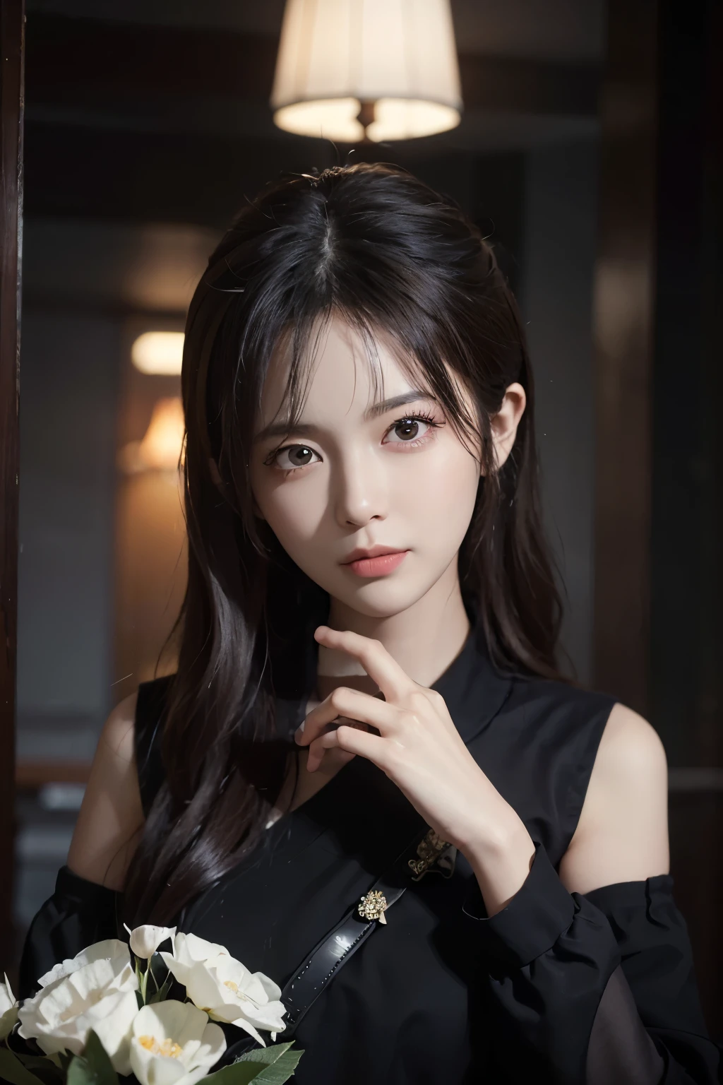 A Chinese girl, with her natural beauty on full display in a high-detailed, hyper quality, 16K photograph. The image captures every intricate detail of her features, from her delicate almond-shaped eyes to the small dimple on her left cheek. The natural light illuminates her face, casting subtle shadows that add depth and dimension. The normal, yet captivating expression on her face is captured perfectly by the DSLR camera's lens. The character and essence of this Chinese girl are beautifully portrayed in this highly realistic and high-resolution image. (Uplight: 1.5)