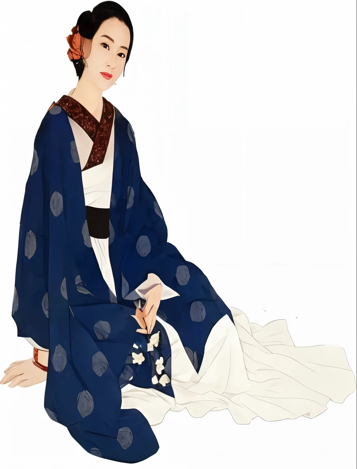 Draw a picture of a woman wearing Chinese clothing，masterpiece，super clear，super resolution，Super detailed，Facial clarity inspired by Yunobu Nishikawa, Inspired by Uemura Pine Garden, Inspired by Ito Shinsui, elegant woman, inspired by Torii Kiyonaga, Inspired by large bamboo leaves, Inspired by Watanabe Masahiro, chinese woman，poet