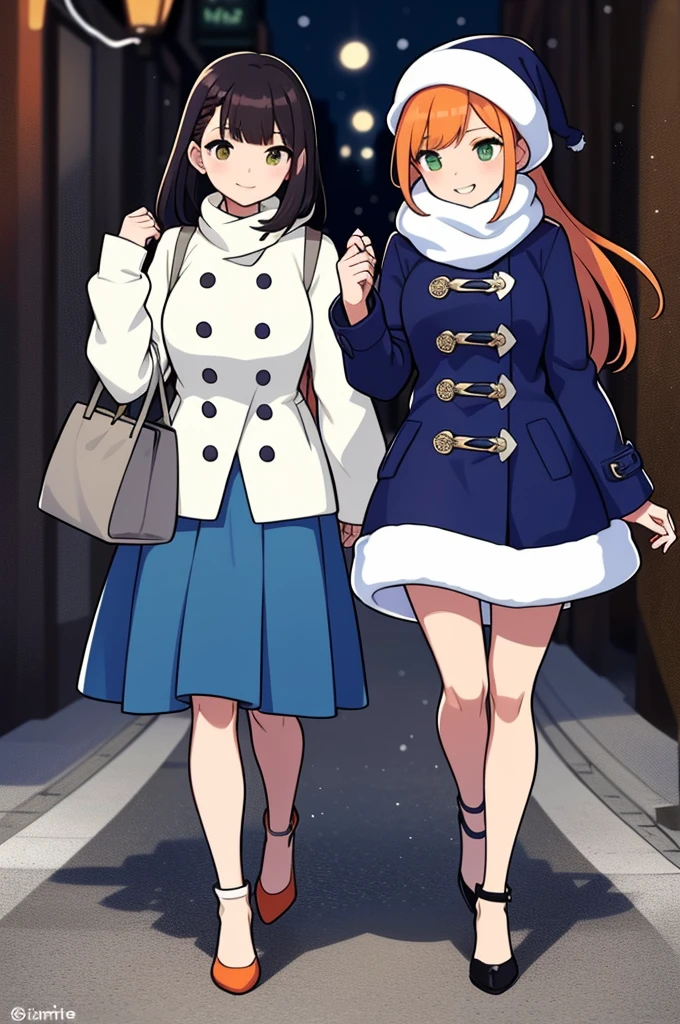 (((Best Quality))) , ((full body)), female, multiple views, white background, variety of hairstyles, variety of fashion styles, seductive pose, fashionable and trendy atmosphere, holding bag, winter outfits, coat/jacket, roaming, walk pose, long skirt, dressy casual, dark blue/dark orange/dark green/dark violet/brown/white,