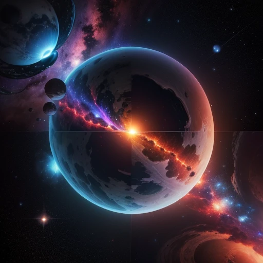 Unravel the wonders of the universe with interactive technology, explore the intricacies of planets, space, and nebulae. Discover the beauty of formulas, reactions, and natural laws that shape our cosmos. Witness the vibrant, saturated colors of alien-populated planets, where stars twinkle brightly against the backdrop of the milky way. Attend an epic alien-party on one such planet, surrounded by the most stunning and technologically advanced creations - from towering nebulae to intricately designed spaceships. Let technology transport you to new realms of understanding and wonder.