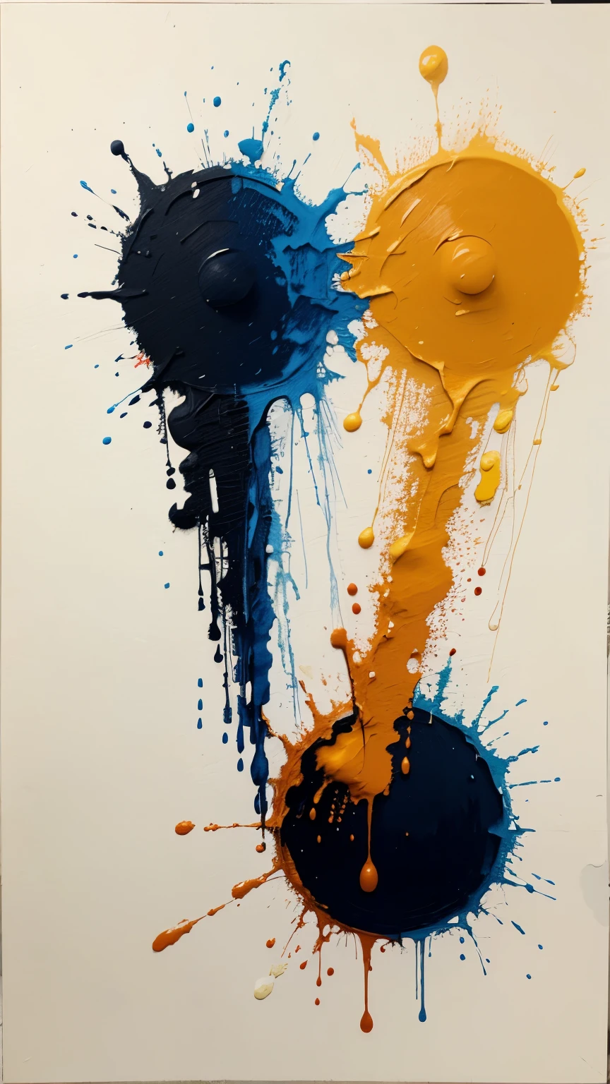 abstract oil painting with combination orange and blue colour