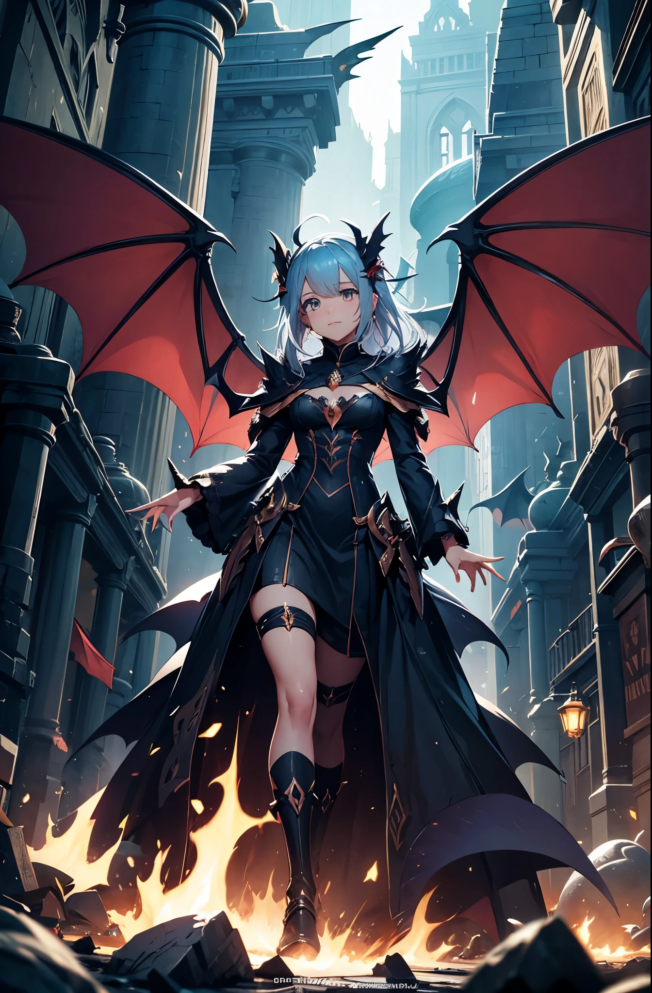 better face, better eyes, better hands, cute face, draconic wings