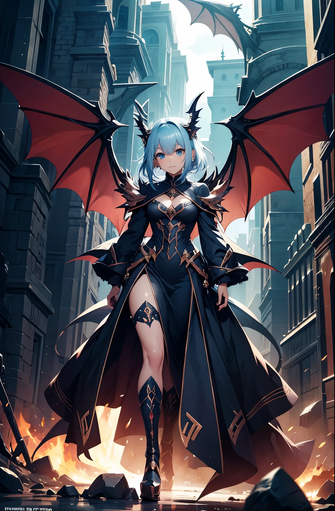 better face, better eyes, better hands, cute face, draconic wings