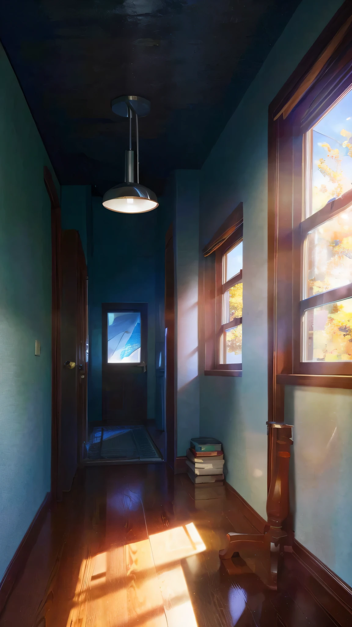 (Horizontal light and shadow, ultra high definition, higher, super detailed,masterpiece,many details)(daytime)(In an empty room,The feeling of loneliness,The light is beautiful)((no characters,1.5)),panoramic