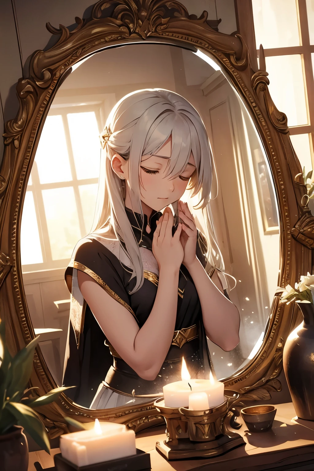 Close your eyes now
Kingdom on the broken mirror
Close your eyes now
Blizzard on the broken mirror
The scent of goodbye
They're dying away: the sands of time
Sands of time