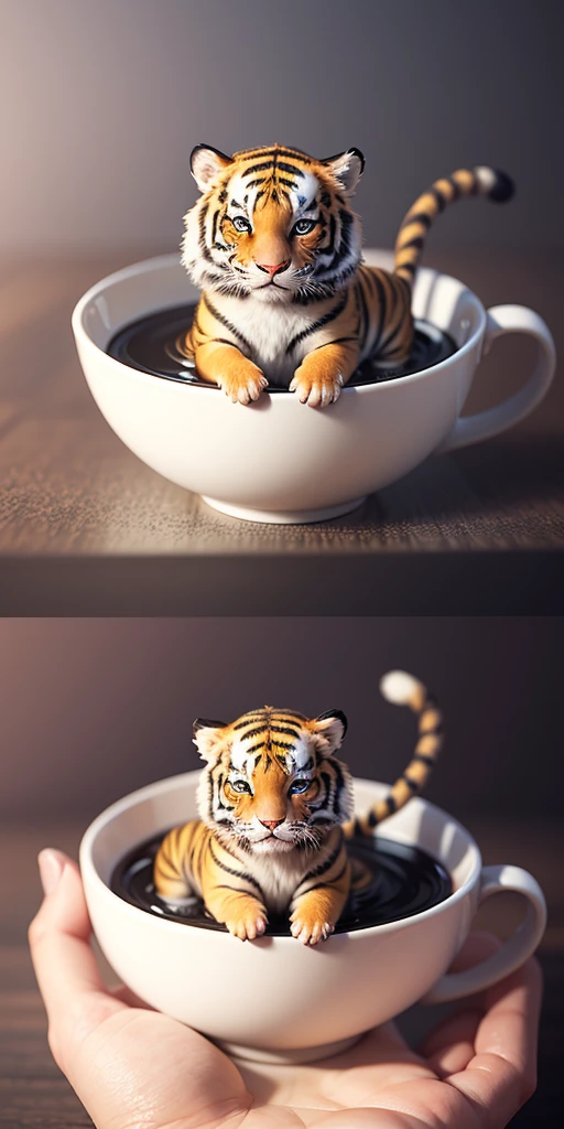 cute tiny hyperrealist Tiger with different color eyes waring a necklace, Chibi, adorable and fluffy, logo design, cartoon, cinematic lighting effect, charming, 3D vector art, cute and quirky, fantasy art, bokeh, hand-drawn, digital painting, soft lighting, isometric style, 4K resolution, photorealistic rendering, highly detailed clean, vector image, photorealistic masterpiece, professional photography, simple space backdrop, flat white background, isometric, vibrant vector 