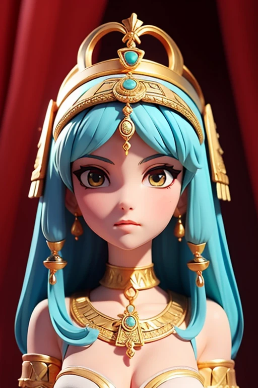 Cleopatra, reina de egipto, princesa, realeza, vestido blanco corto, Jeweler's, esculturas egipcias.