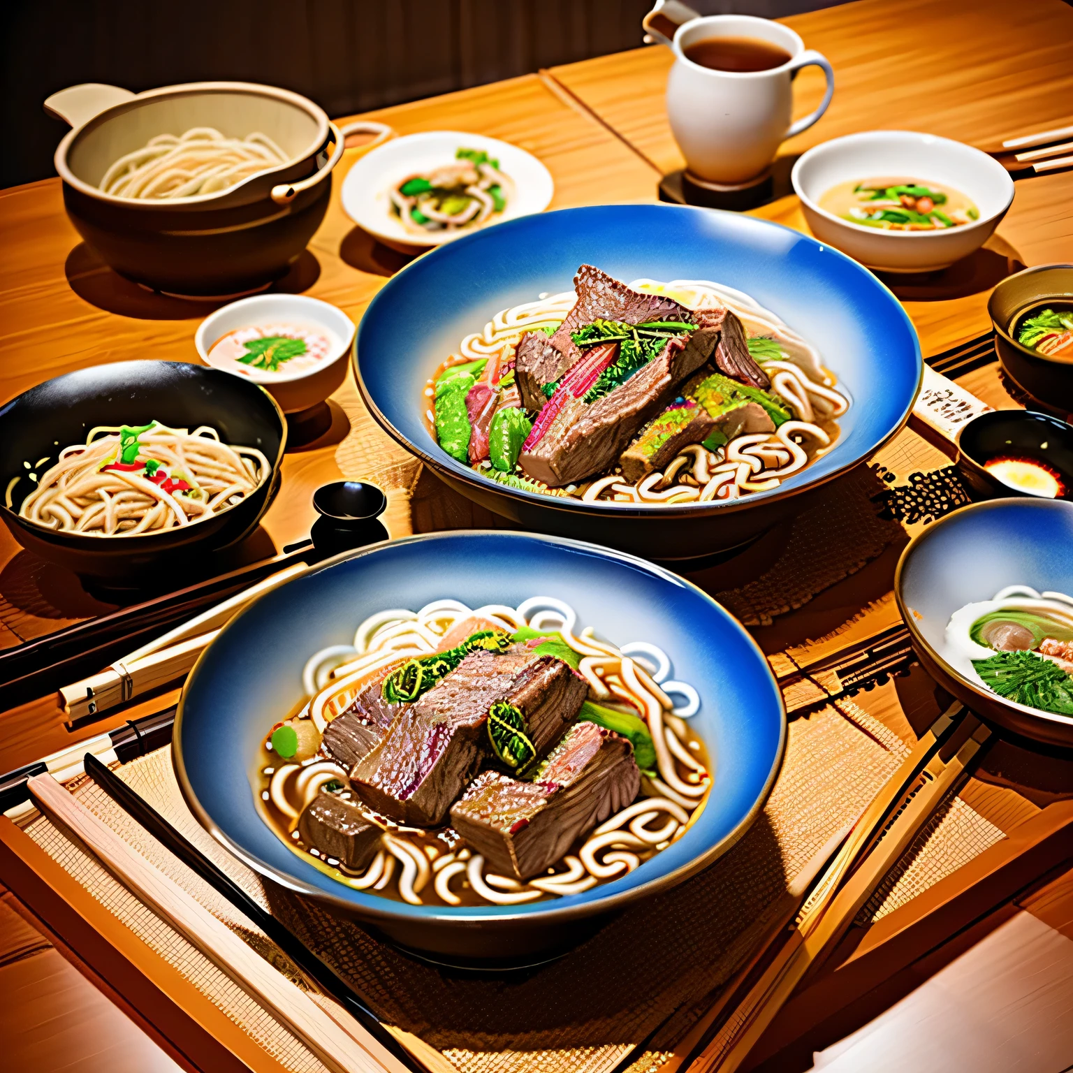 Beef noodles, Chinese cuisine, best quality, 8k.  