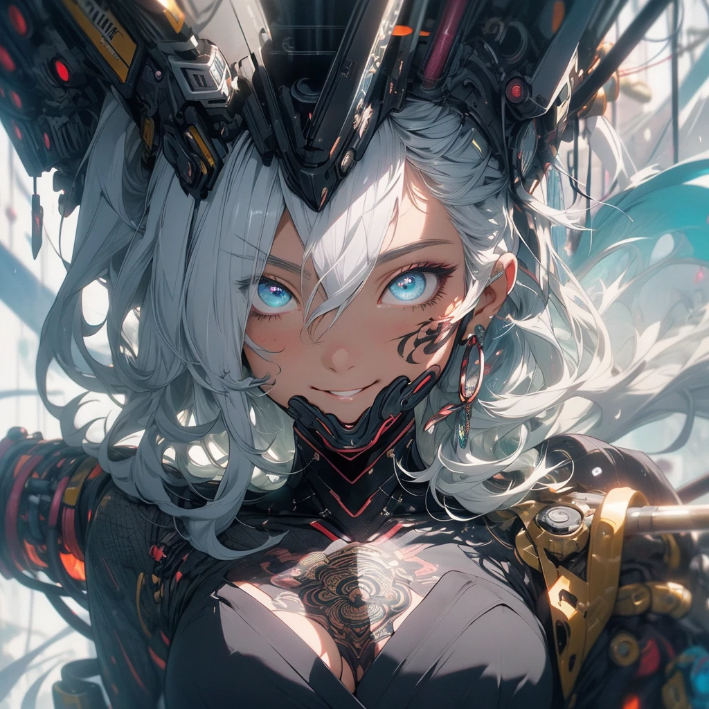 (((highest quality))),(((detailed eyes))),(((32k))),(1 girl),flashyな色の髪,(tattoo),(cyber punk),kimono,((Luxurious and gorgeous)),Shiny skin,earrings,flashy,((Super beautiful woman)),(perfect face),Japanese sword,ultimate texture,official art,Ukiyo-e,stylish,photograph,perfect body,smile,Bewitching,Highest image quality,distinct,real,fantasy,(Near the future),ninja,((perfect eyes)),big breasts,((cleavage)),highlight,挑発的なsmile,stick out tongue,split tongue,((mechanical)),prajna mask,Fox Mask,mandala,Pouring rain,Majestic,apotheosis,