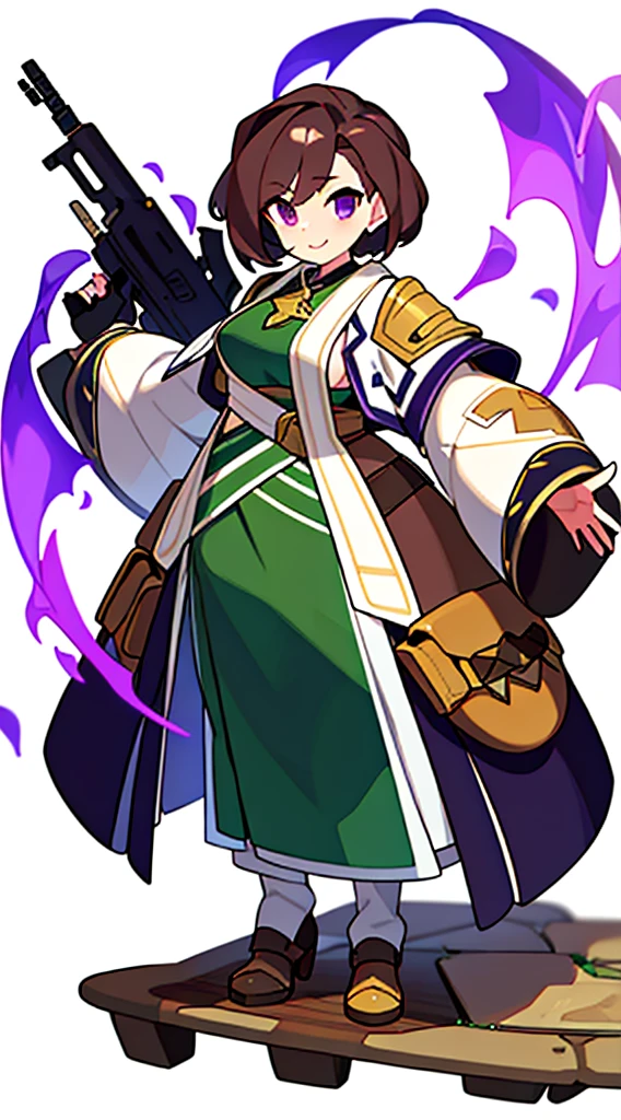 solo female, (((blurry background, white background))), character focus, fantasy clothes, standing, character design, pharmacist, 
dark green/brown/violet,