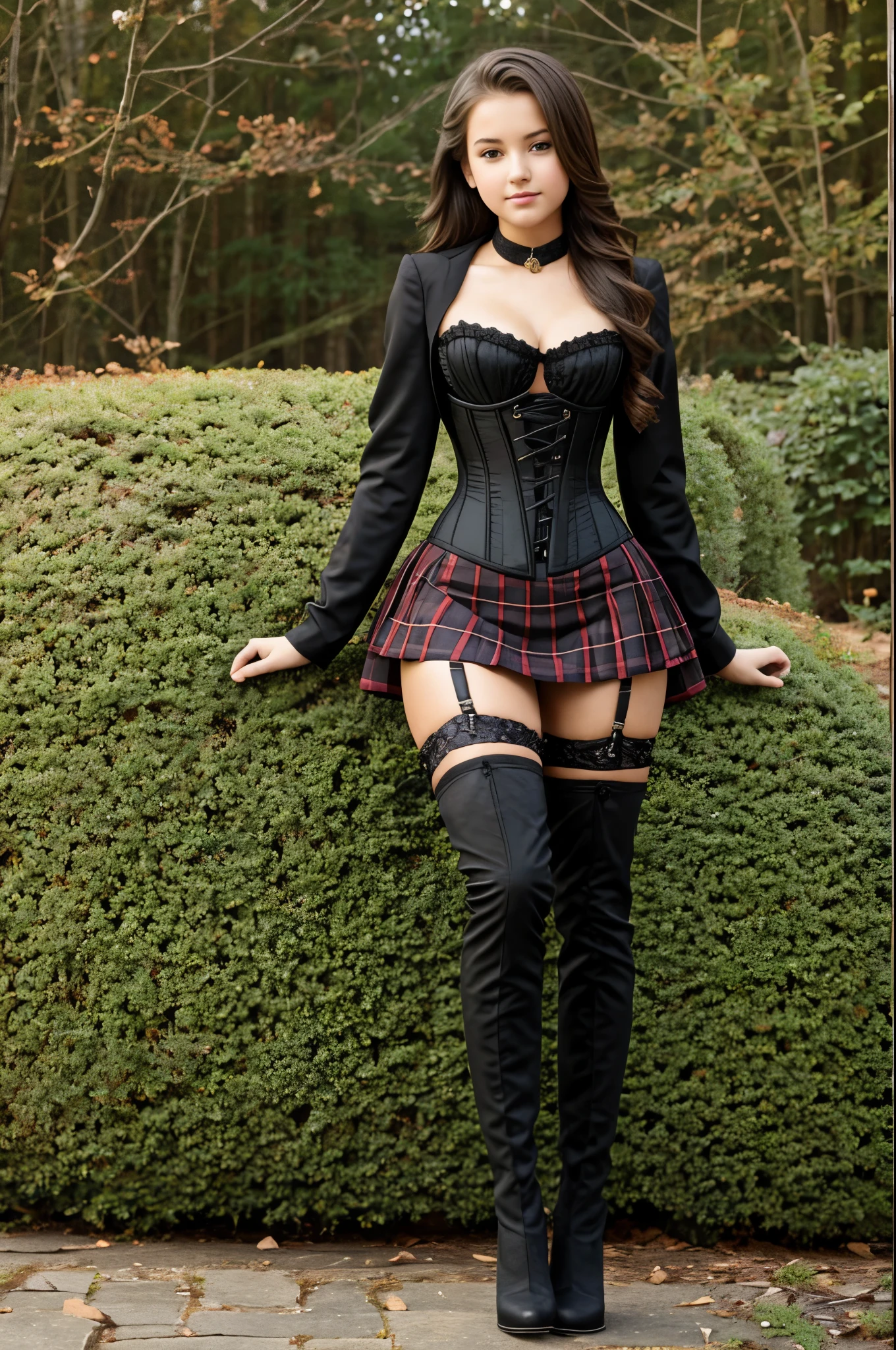 teen, thigh high, corset, skirt