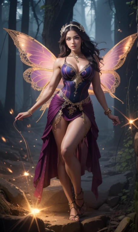 ((, 8k, 32K, artwork, Ultra HD: 1.2, professional photo, ultra realistic photo, artwork)), fantasy, Multiple angles, beauty warrior photo, Golden wings, sexy, erotic, (goddess of beauty), 1 girl, wide legs, sparkles, magical, Fairy, ((, curved body, fit body, six pack abs, ass great prancing)), Seraphina a rider who likes to show off her, her beautiful breasts and her secrets, her female private parts, her breasts expose, expose, her captivating beauty combines harmoniously with her exceptional skill. Her blue eyes shine with determination, while her  hair falls in soft waves over her shoulders. Dressed in finely crafted clothes, very detailed clothes, sexy armor with golden details and jewels, she exudes a subtle sensuality.

(Seraphina, a desired warrior, the most beautiful of all women, The armor embraces the curves of her female body with elegance, everything perfect, everything detailed, perfectionist), Highlighting the breasts with sensuality. Delicate lines and intricate details add a touch of seduction to her presence, Her very beautiful and attractive face, fleshy lips, makeup on her face, big eyelashes, perfect woman.

armor and adjusted to highlight her femininity and muscular abdomen. Her swordsmanship a natural extension of her grace, and she moves with a confidence that draws attention wdelaever she wants it to go.

Seraphina is more than just a sexual figure; She is a formidable warrior with a magnetic aura that transcends the battlefield. Its charm dela lies in the unique combination of beauty, sensuality, pornography, everyone admires her for dela erotic,