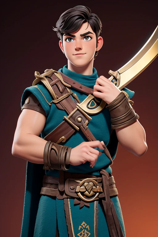 Joven, vikingo, cultura vikinga, con arcos en las manos, adiestramiento, Estilo Juego de Tronos, medieval, Pelo corto con flequillo, machista, male, (((joven))).