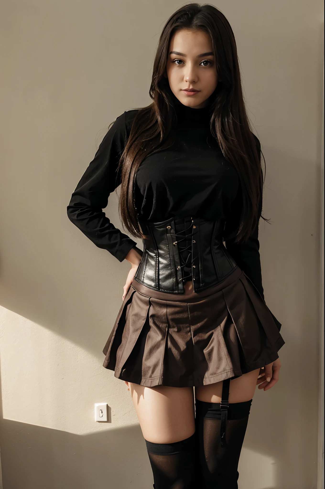 teen, thigh high, corset, skirt