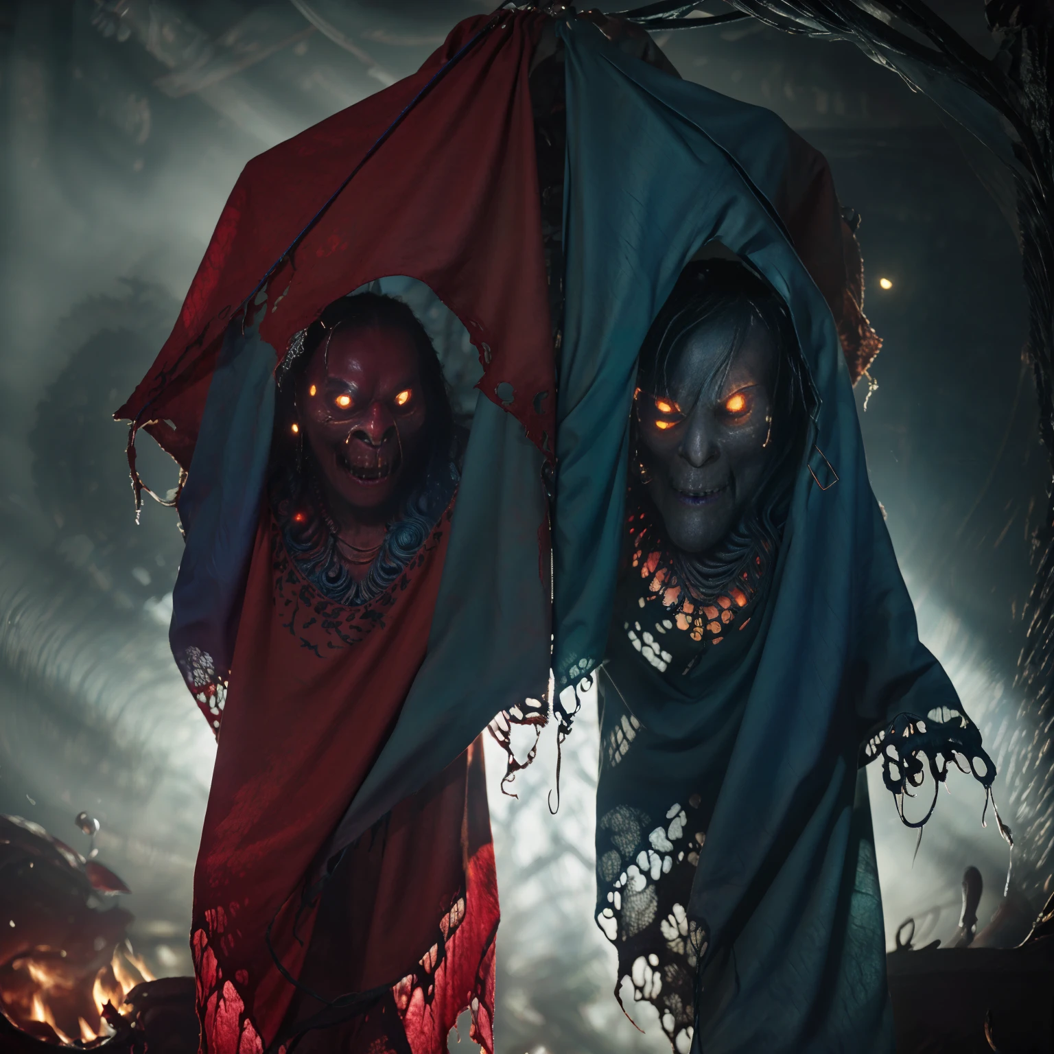 Unhinged jaws drippping ichor | Bright lighting | Lewd exposed Pixar horror film. | crimson Blood. | emerald Ichor. | indigo Tentacles. | platinum Puzzle box Lament configuration. | rusty Hooks. | infected Piercings. | pus and bones | torn and tattered | broken and forlorn | full frontal | Medusa vibes tiny strip of cloth