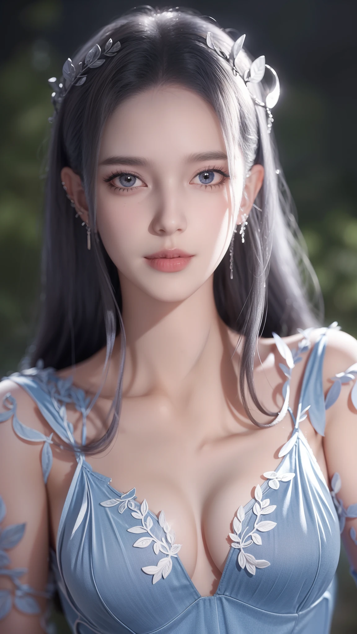 masterpiece, best quality,for the audience, Upper body,middle-aged women,greek goddess style, oval face, ((slender eyes)), There are moles under the eyes,Brown eyeballs, thin lips, blonde hair, very long hair, close your mouth and smile,40 years old, self - portrait, simple background,white dress,