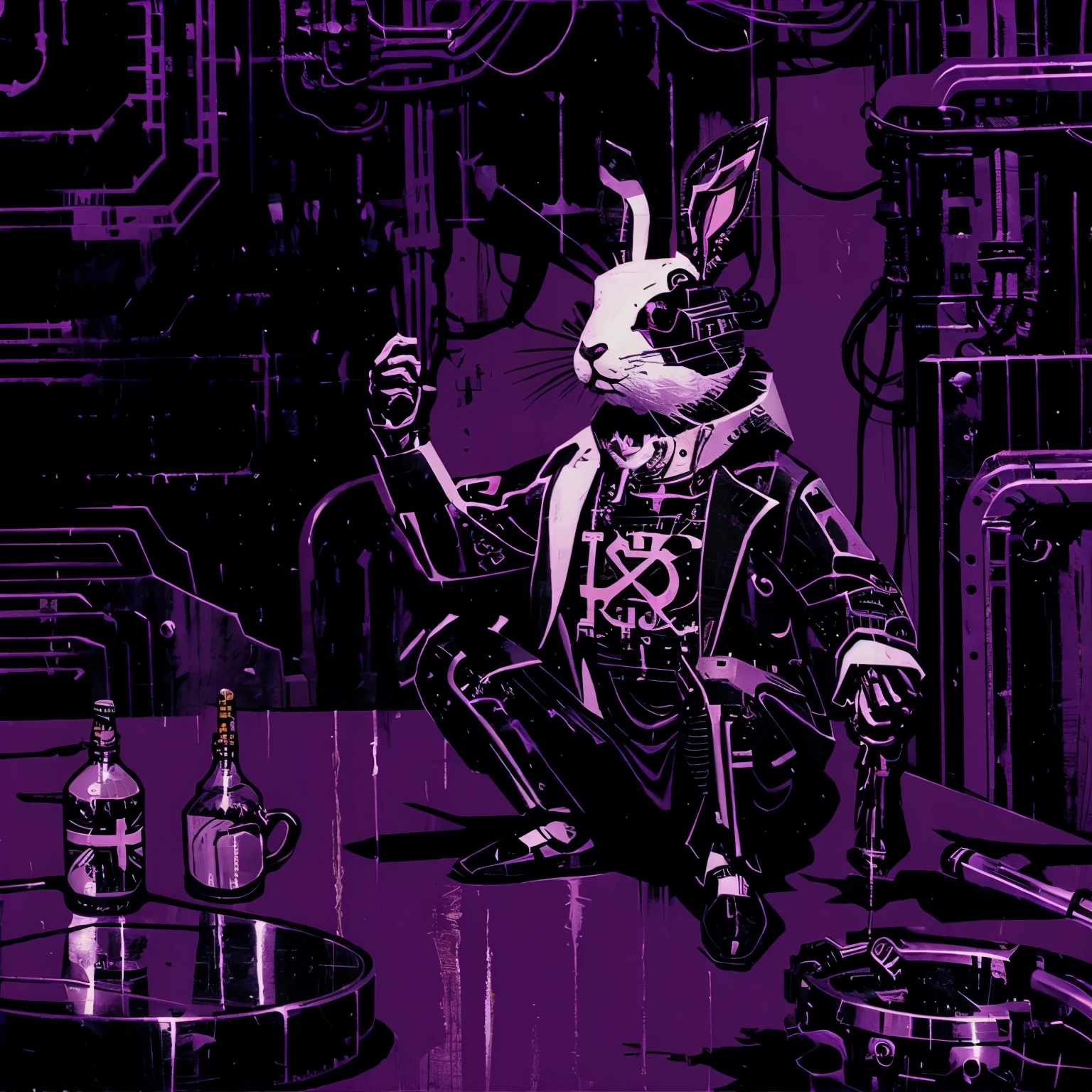 a mechanical rabbit，Cryptopunk style