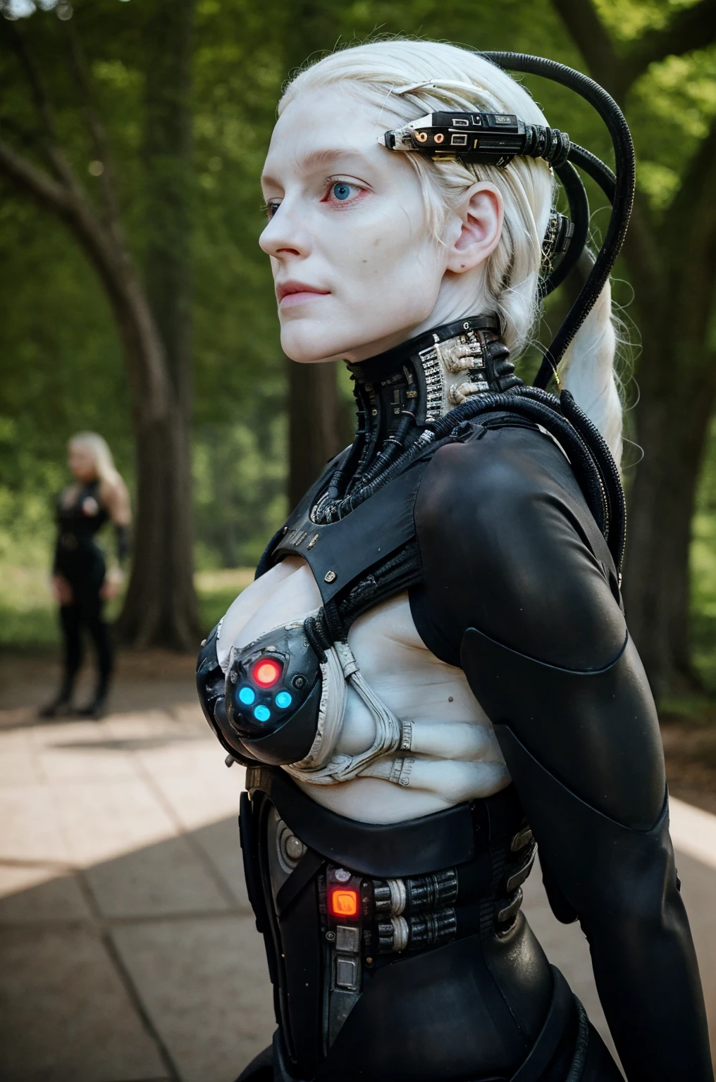 borg woman casey, (cable:1.4), 

[(pale white:.1) (Natural:1) (skin:1.3)::8]
[[(Natural:1.1) (pale white:.9) (skin:1.3):8]::16]
[(Natural:1) (pale white:1.3) (skin:1.3):16]
 [(with:.01) (beauty_marks:.01):6], 

[bald:(long light blonde hair:1.2):8], [(blue eyes:1):4], [albino Nordic:8],
Side view, 
(medium shot:1.4), sexy (cyborg:.05) (cybernetic:.1) (implants:.1), (cyborg:.1) (cybernetic:1.1) (bikini:1), 

young,   front light, well lit, outdoors, in nature, sunny, fit, [led lights, laser lights:4], detailed skin,  photograph, detailed, high resolution, RAW photo, in frame, 

[BREAK:8] 
[(many beauty_marks and:.01) (many light moles on her skin:1):8], 

[BREAK (light brown moles:.1):12]